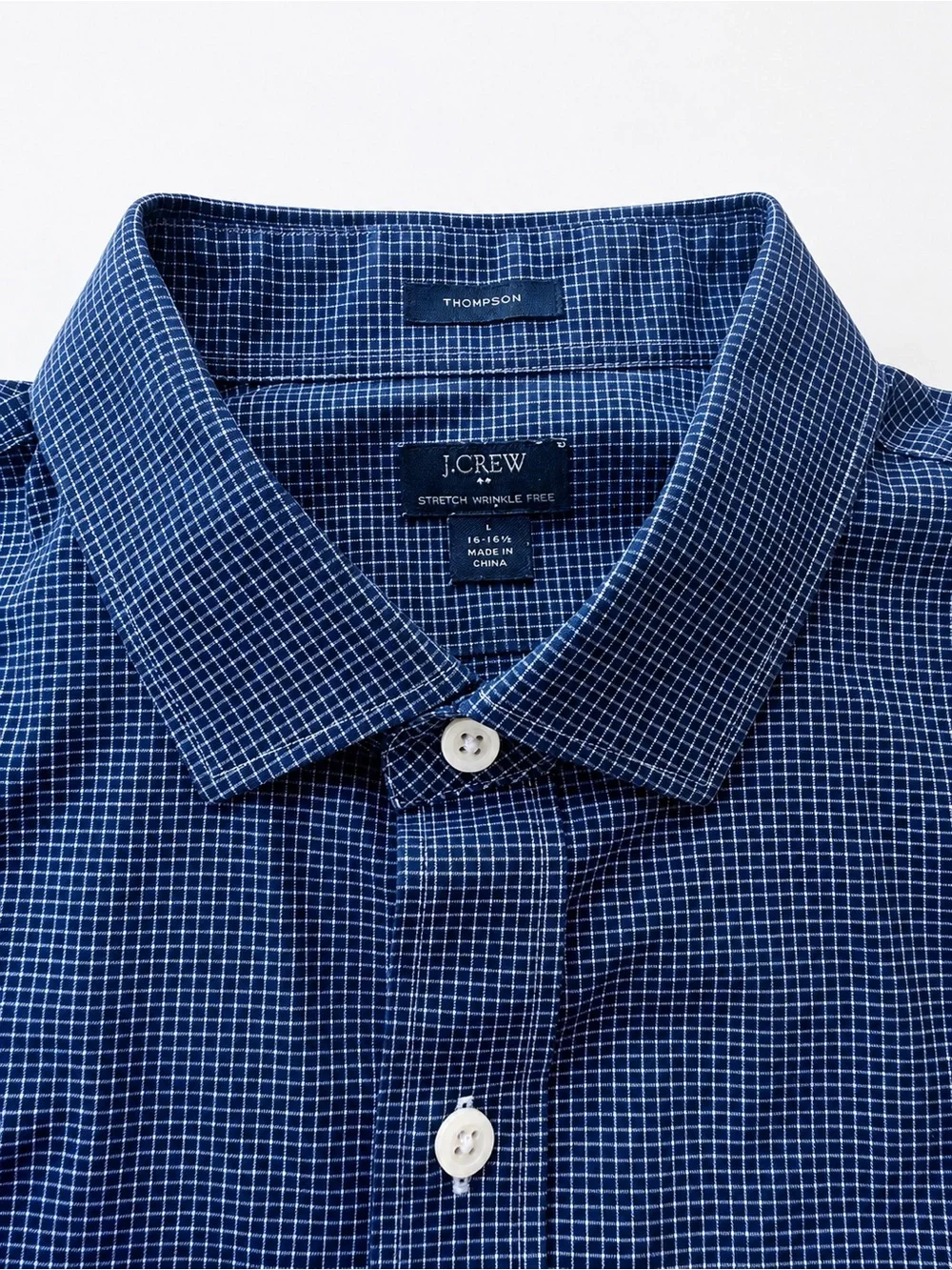 J.Crew Thompson Stretch Wrinkle-Free Blue Check Shirt – Men’s Large